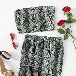 Snake Print Slim fitted Skirt set🍃🌸